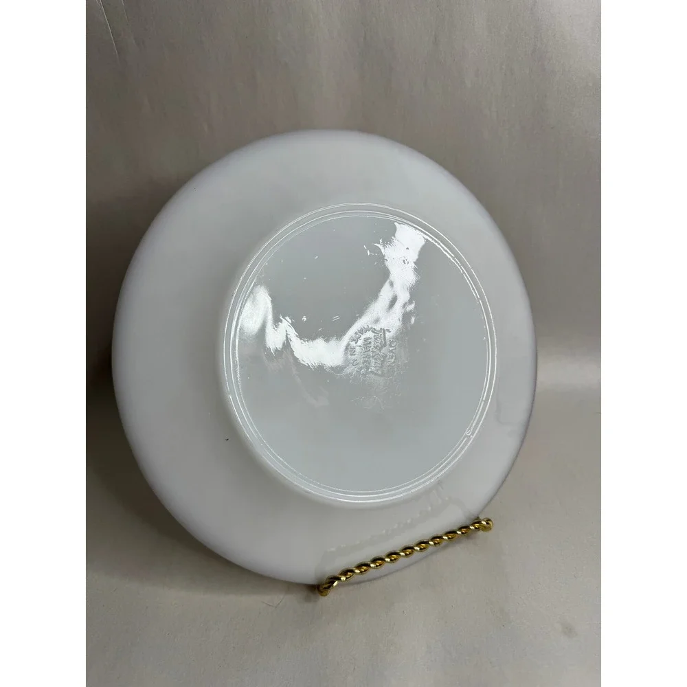 Fire-King Milk Glass Swirl Gold Rim Luncheon Plate 9
